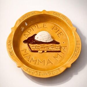 MAMMA MIA USA POTTERY MARIGOLD VINTAGE CERAMIC PIE DISH OVEN PROOF PIE PLATE EUC